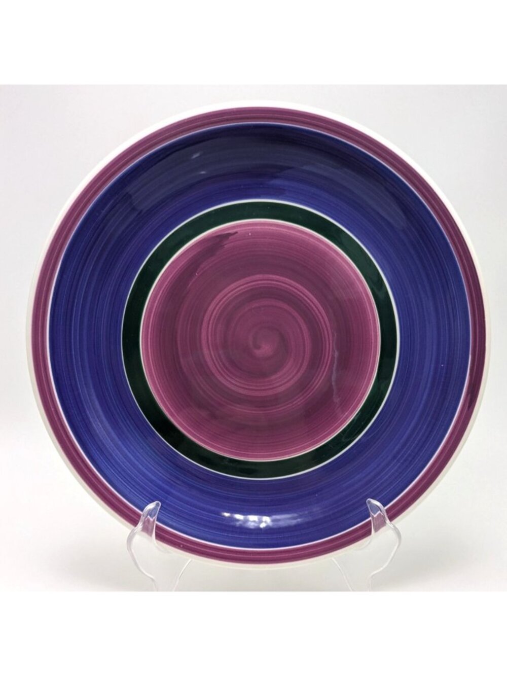 Furio Italy Ceramic Dinner Plate Blue Purple Swirl Vibrant Circular Design